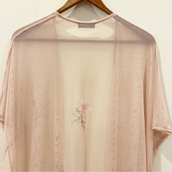 Myesper Kimono Womens Large Pink Sheer Mesh Floral Boho Fairy Feminine Romance - Picture 5 of 11